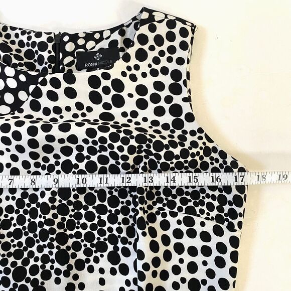 Ronni Nicole Polka Dot Sheath Dress Womens 8 Black White Sleeveless Runs Small - Picture 9 of 12